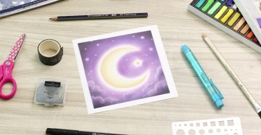 Cara Menggambar Bulan Sabit dengan Soft Pastel Art